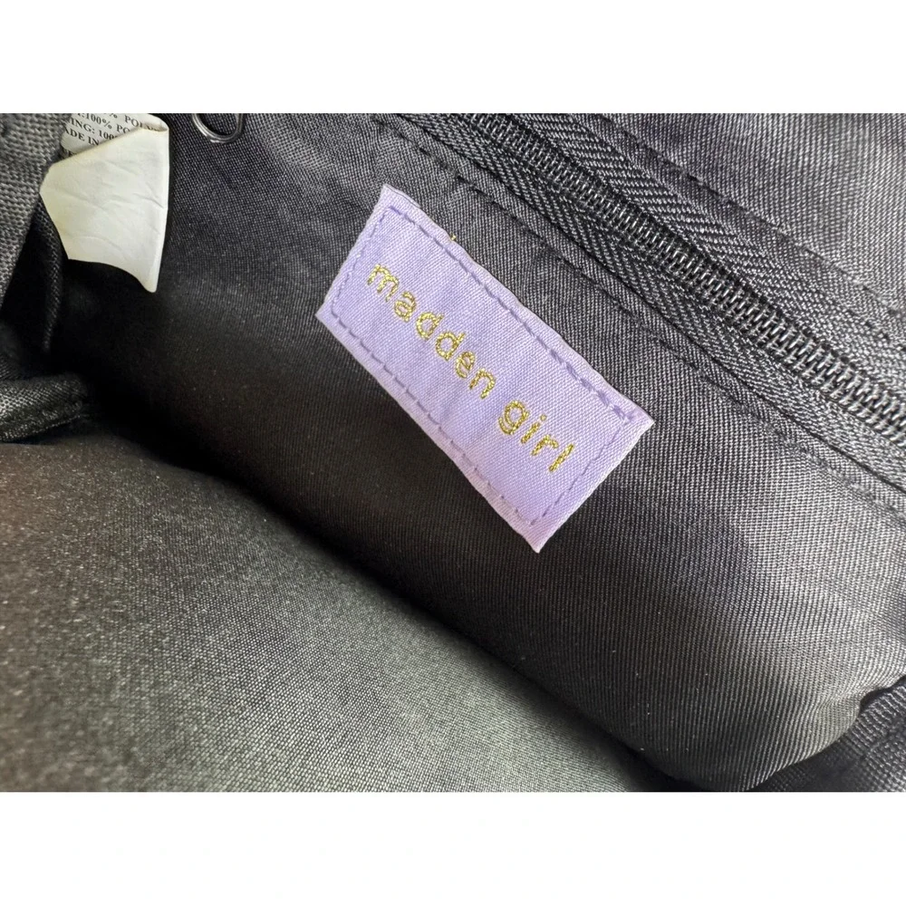 Madden Girl Black Iridescent Sling Bag Crossbody Teardrop Backpack Oil Slick
